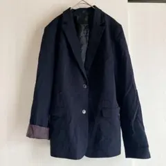 UNIQLO（ユニクロ）テーラードジャケット ネイビー 【L】裏地ストライプ