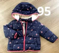 GAP 女の子　花柄　アウター　ダウン　派手　95 ナイロン　ブルゾン　ネイビー