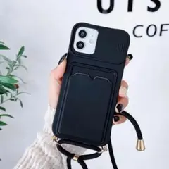 iPhone 12mini ケース スマホショルダー カバー カメラ 黒ブラック
