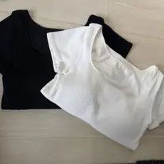 UNIQLO リブ編み 半袖ブラトップ2色セット M