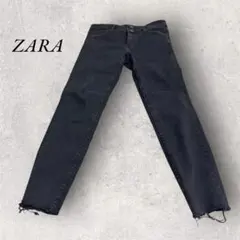 ZARA❣️ブラックジーンズ デニム 黒 カットオフ フリンジ裾