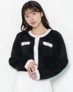 JILL by JILL STUARTニットジャケットブラック×ホワイトFR