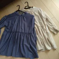 フリル付き長袖シャツ 2色セット