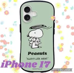 スヌーピー メッセージデザイン ミントグリーン iPhone17
