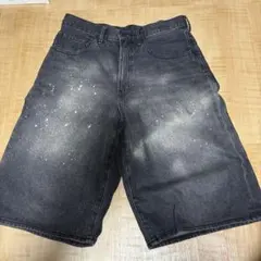 ブラック ペイント加工 ショートパンツ