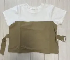 ベルト付きホワイト/ベージュTシャツ　チャオパニックのサムネイル