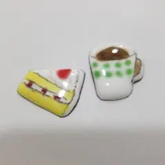 七宝焼No.844 ケーキとカップのブローチセット 手作り