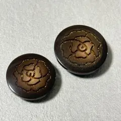 134 フラワーデザイン装飾ボタン　ダークブラウン