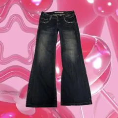 boot cut denim y2k フレア ローライズ 刺繍 デニム