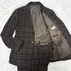 【極美品】ツイード グローバルワーク グレンチェック柄 セットアップスーツ 極暖
