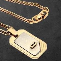 美品✨Dior ディオール ネックレス ヴィンテージ ドッグタグ ゴールド