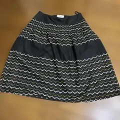 自由区 フレアスカート ドット柄 ブラック 36