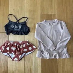 水着上下セット ディズニーミニー ピンクラッシュガード付 95 futafuta