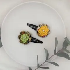 つまみ細工 花のヘアクリップ(2個セット)②