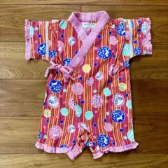 ベビー甚平 浴衣　ロンパース　80cm ピンク系　女の子