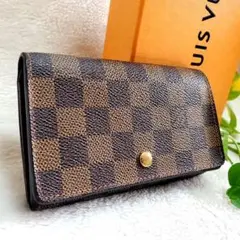 美品 ルイヴィトン ダミエエベヌ ポルトモネビエ トレゾール 二つ折り Lジップ