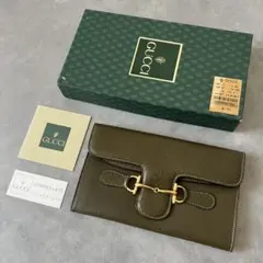 【未使用】 GUCCI グッチ ホースビット 財布 札入れ レザーシェリー