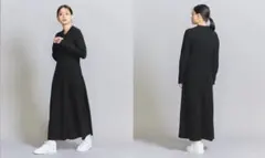 BEAUTY&YOUTH ウールリブニット ポロ フレア ワンピース M