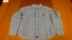 PINK HOUSE フリル付きチェック柄長袖シャツ