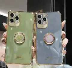 ☆リング付き☆ iPhone12promax ケース TPU ブルー