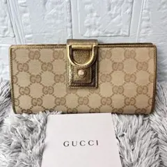 美品 GUCCI ニュージャッキー レザー 長財布 キャメル シマ - メルカリ