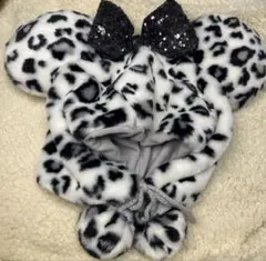 【ファンキャップ】ディズニー ミニー レオパード柄 ヒョウ柄 ホワイト 豹柄