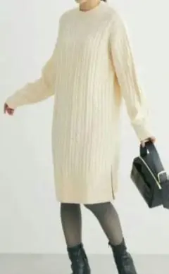 Green Parks　ケーブルニットワンピース　ひざ丈