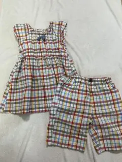【兄弟コーデ】ホットビスケッツ　ワンピース　90＆ハーフパンツ　120のサムネイル