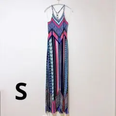 キャミワンピース 【S】マルチカラー エスニック マキシワンピース