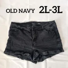 OLD NAVY【2L-3L】ハイライズデニムショートパンツ ダークグレー