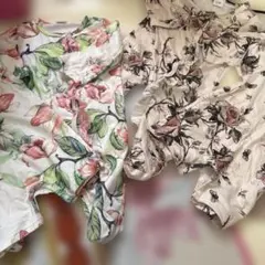 足つきロンパース 半袖 花柄 ベビー服 4着セット