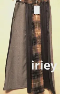 iriey 無地×チェック 異素材切替 スカーチョ パンツ F