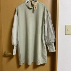 バルーンレーススリーブ ワンピース ライトグリーン