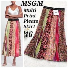 未使用【極美品】MSGM マルチプリントプリーツスカート フレア ロング丈 46のサムネイル
