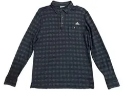 adidas golfアディダスゴルフ ダークグレー チェック柄 ポロシャツL