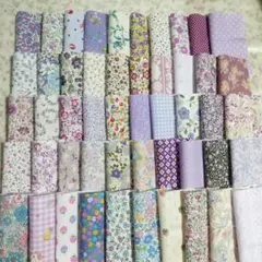 綿生地 パッチワーク カットクロス 紫 パープル 花柄 10cm 50枚