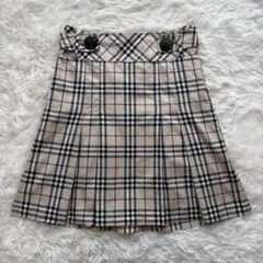 外観美品 バーバリーブルーレーベル ノバチェック ミニスカート ベージュ 36