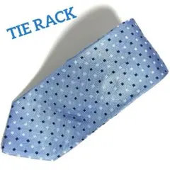 TIE RACK イタリア製 水色 スクエア柄　シルク ネクタイ　総柄