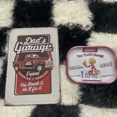 Dad's Garage ブリキ看板 & トレイ 2点セット