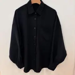 しまむら　ドルマンスリーブシャツ　ブラック