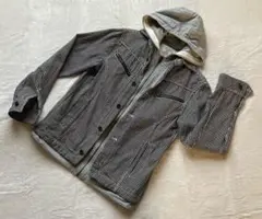 ikka イッカ　メンズ　ヒッコリー　パーカージャケット　秋　初冬　春先