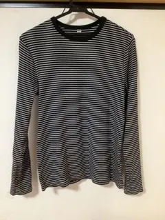 ブラック/ホワイトストライプ 長袖Tシャツ XL