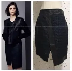 レザー ひざ丈スカート