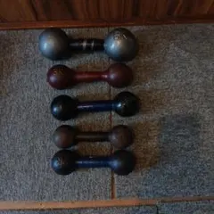 中古　鉄アレイ ダンベル 5本セット 6kg 3kg 2kg 筋トレトレーニングのサムネイル