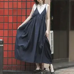 forksy.Vネックボリュームギャザーキャミワンピース