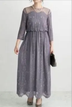 ドットチュールワンピース　結婚式　パーティドレスのサムネイル