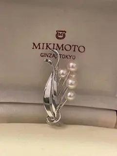 極美品 ミキモト MIKIMOTO アコヤ真珠 パール ブローチ シルバー 羽