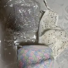 ビーズ装飾ハンドメイドマスク 3点セット