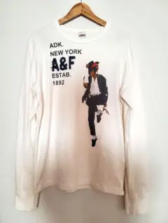 アバクロ A&F 長袖Tシャツ XL プリント 白 MUSCLE