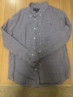 Ralph Lauren ネイビーとホワイトのチェック柄長袖シャツ XL
